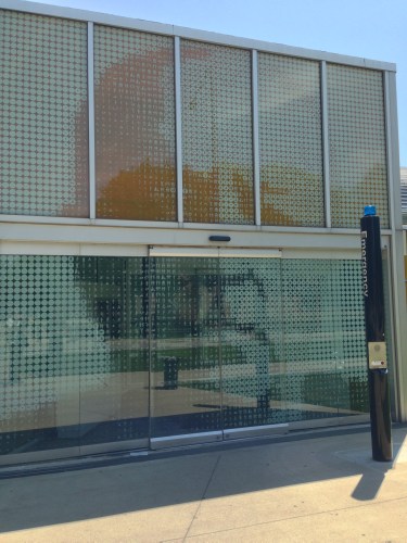 Mies van der Rohe's face on the student building, Illinois Institute of Technology,  designed by Rem Koolhaas